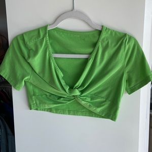 Neon green/Chartreuse twisted Crop Top